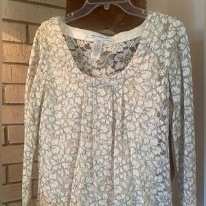 DVF Ivory Lace Blouse With Removable Tank Size 6